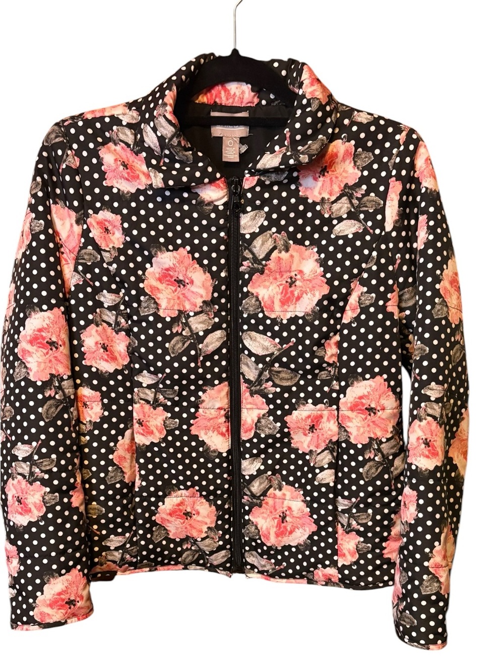 CHICO’S Reversible Floral Polka Dot Lightweight Puffer Jacket Size 0